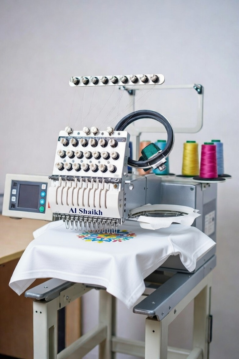 Skilled artisan working on embroidery machine
